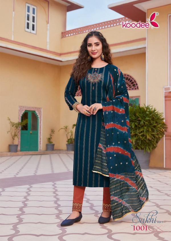 Koodee Sakhi Vol 1 Viscose Embroidery Designer Exclusive Readymade Suit